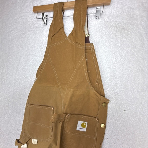 Vintage Carhartt R01 Brown Duck Canvas Bib Overalls 24x32 Mens Workwear